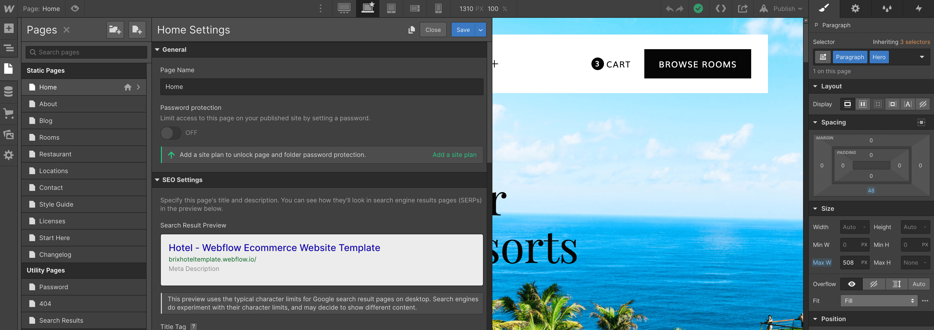 SEO - Hotel Webflow Template
